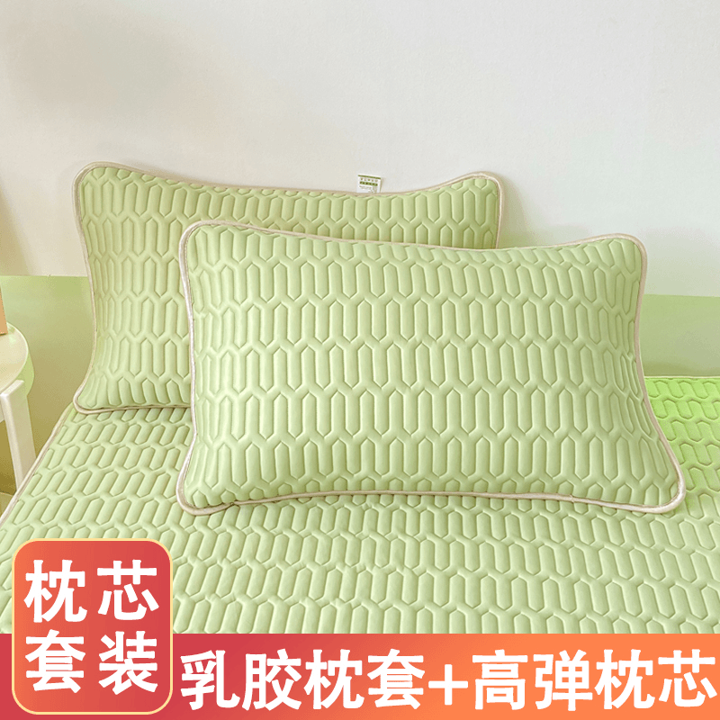 夏季乳胶枕头一对装48x74凉感透气可水洗家用单只成人枕套枕芯