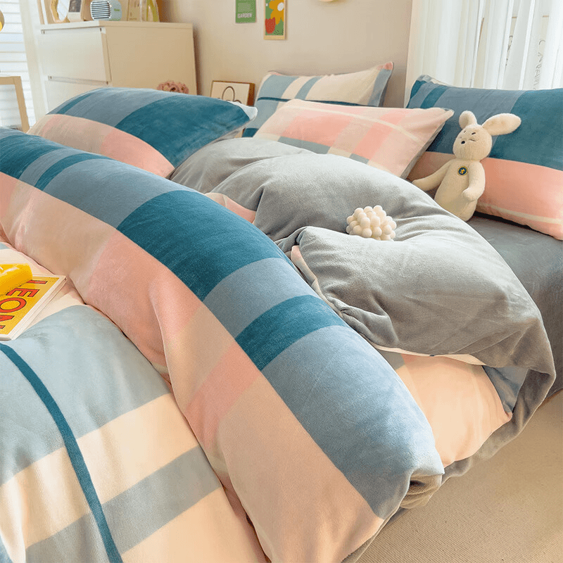 牛奶绒四件套冬季加厚双面法兰绒被套床单床笠珊瑚绒被罩床上用品