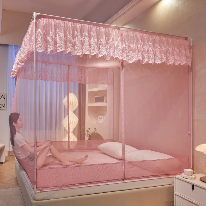 坐床蚊帐1.8X2m床三开门全底家用回底公主风儿童防摔防摔免安装
