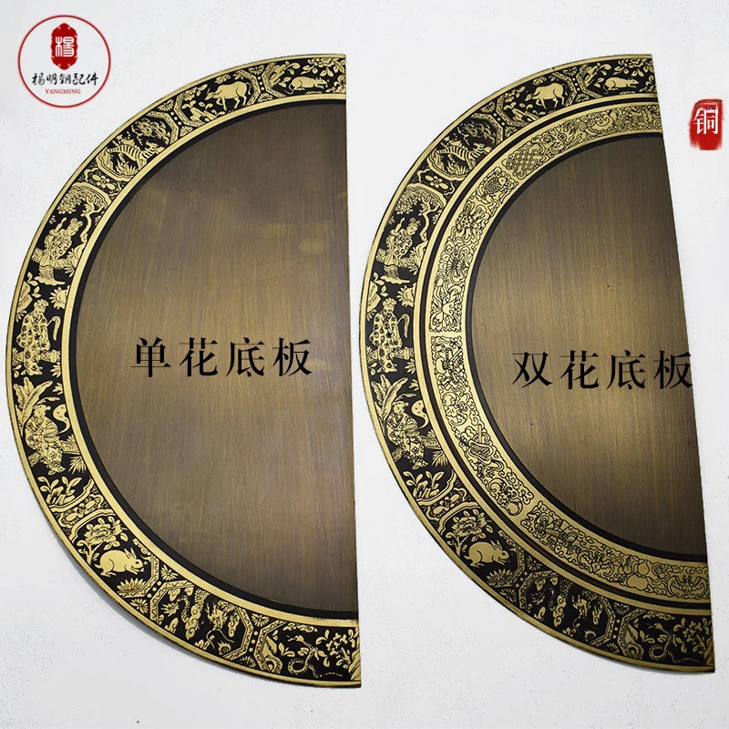 明顺堂对开门门栓铜插销锁扣门锁黄铜门环门扣圆形拉手麒麟铜拉环