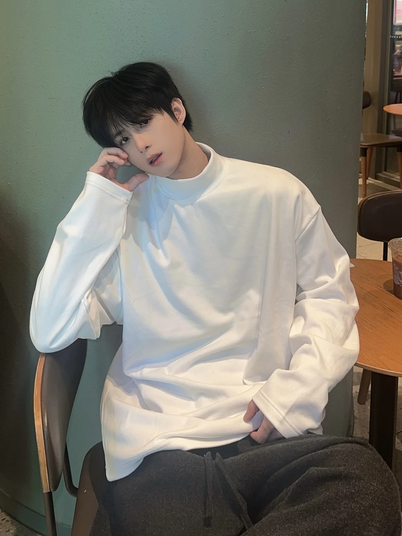 X.T25/AW【半高领长袖/暖舒绒】秋冬打底宽松上衣休闲百搭男女同款