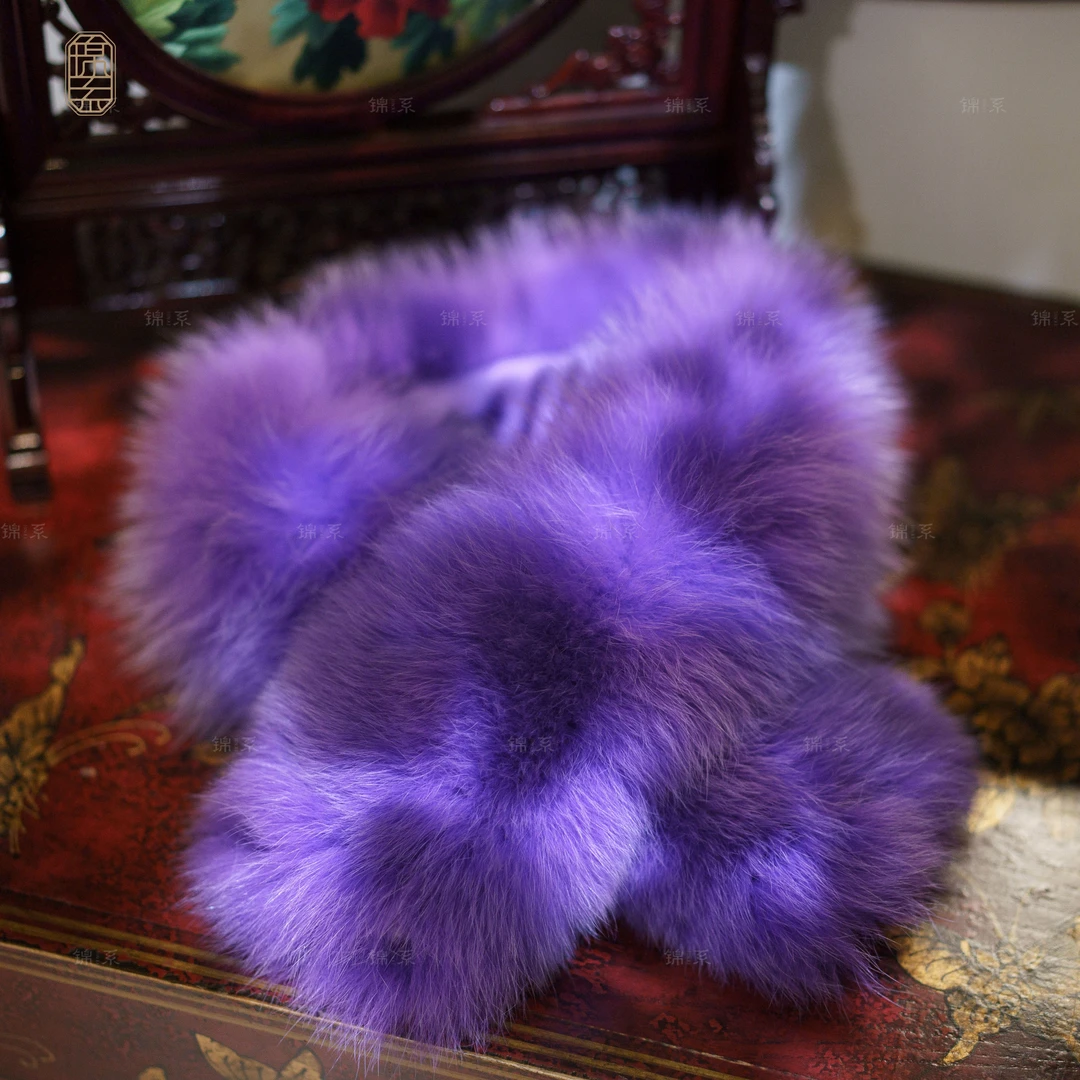 【锦·系】保暖皮毛一体狐狸毛加棉围巾WJ-21