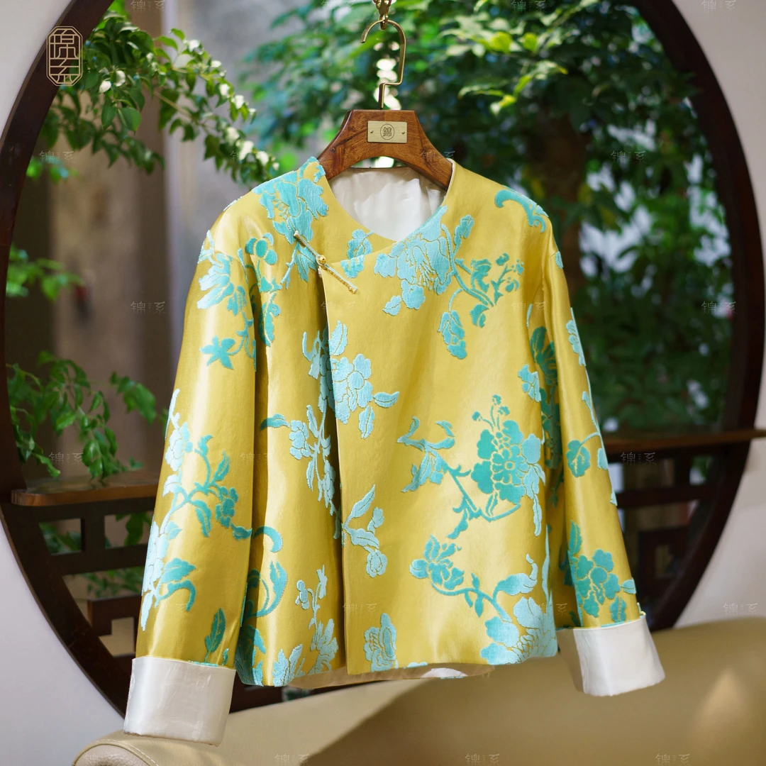 【锦系】漳绒新中式国风桑丝蚕正反两穿长袖外套E-382039-S3149961