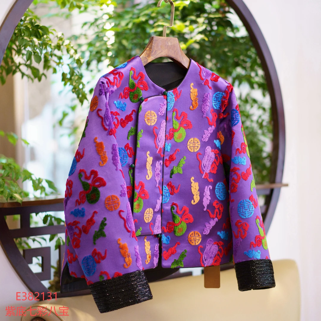 【锦系】漳绒新中式国风桑蚕丝斜襟长袖外套E-382131-ZRD4166778