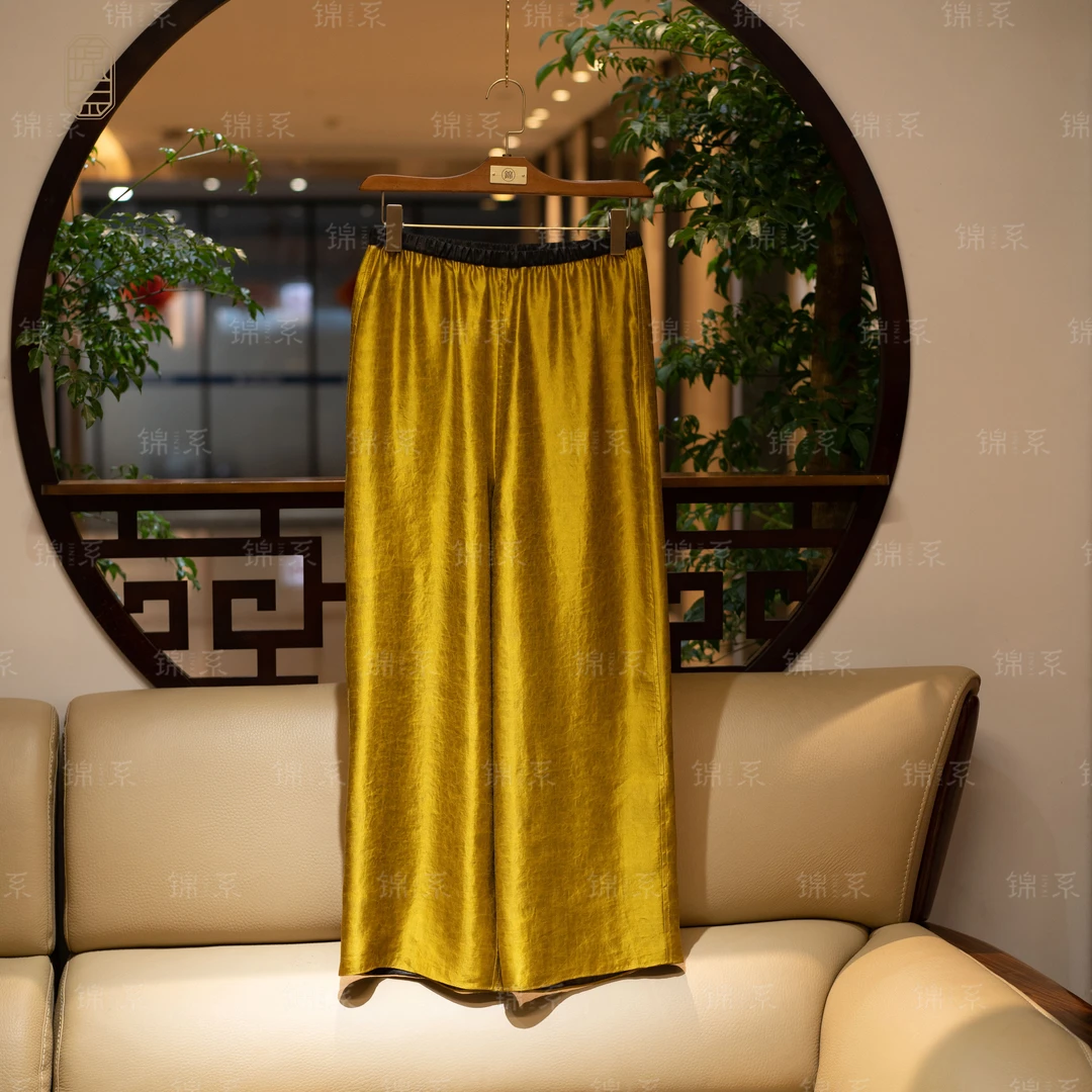 【锦系】真丝缎面龟香云纱新中式桑蚕丝直筒裤K-36304-XYS6113914