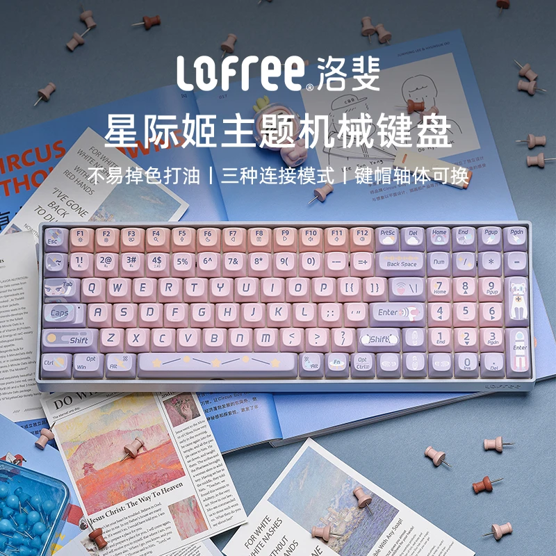 LOFREE/洛斐星际姬键帽搭配小翘机械客制化外接键盘彩色专用款