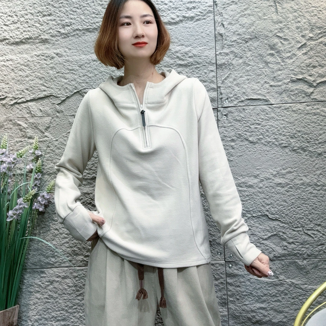 YXR&11131秋冬新款连帽拉链双面绒卫衣宽松休闲2024潮流百搭纯色