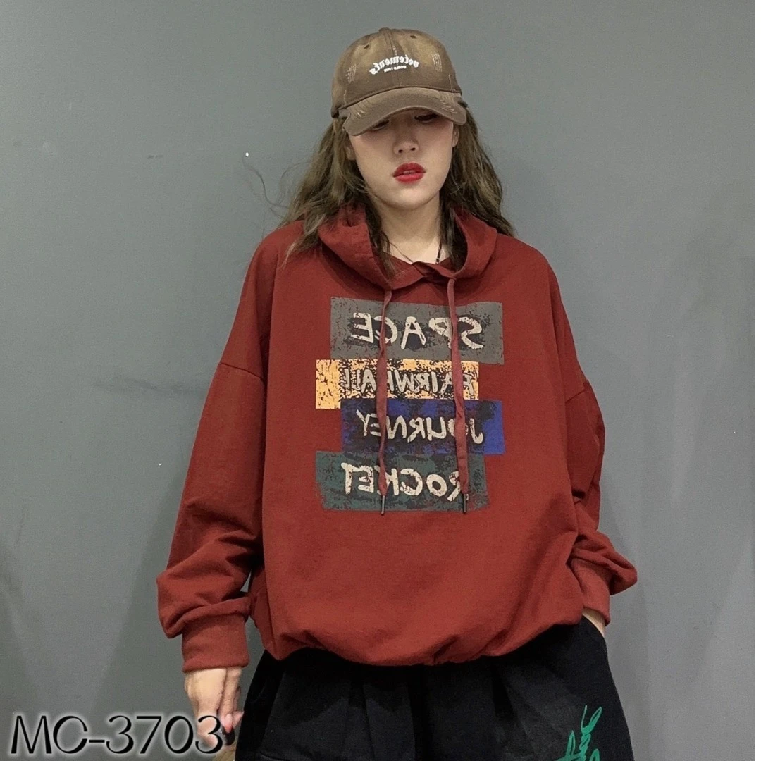YXR&3703秋季新款帽衫宽松休闲印花百搭时尚秋季