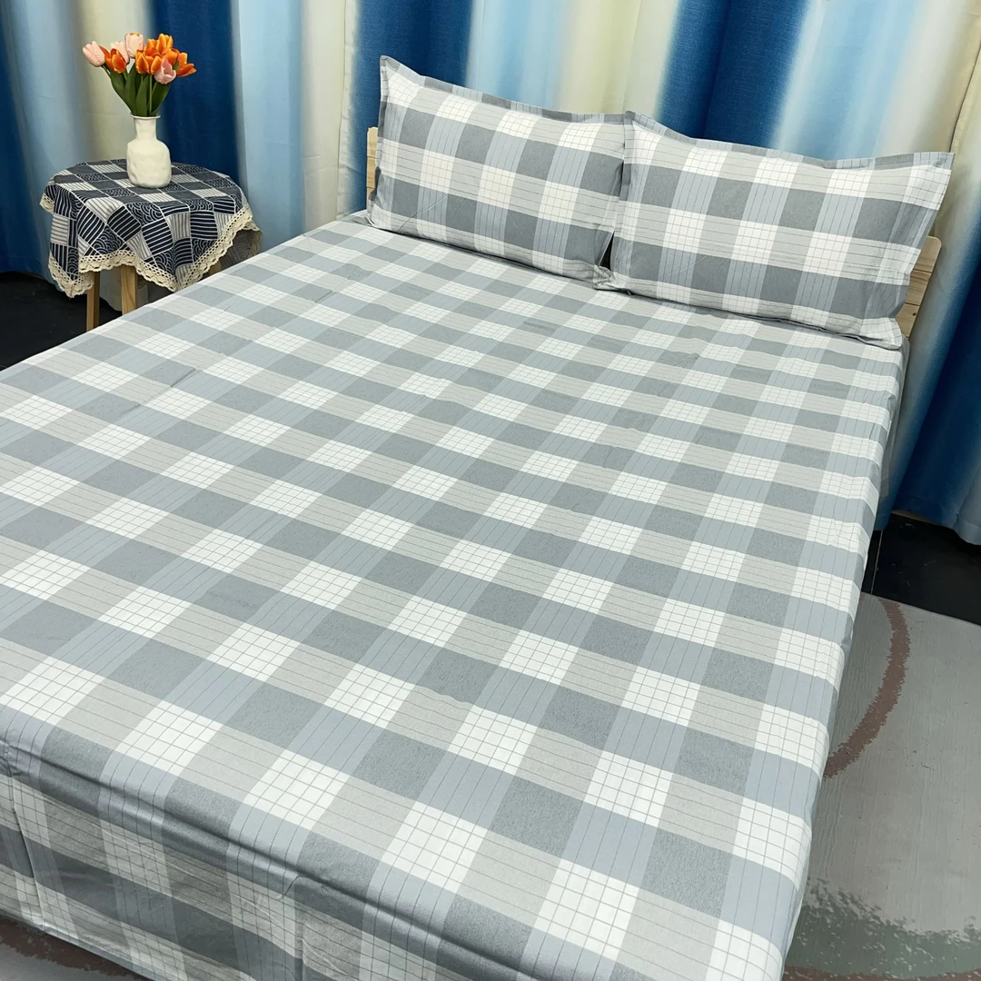 灰色大方格100%纯棉精梳棉老粗布加厚色织终身不起球透气
