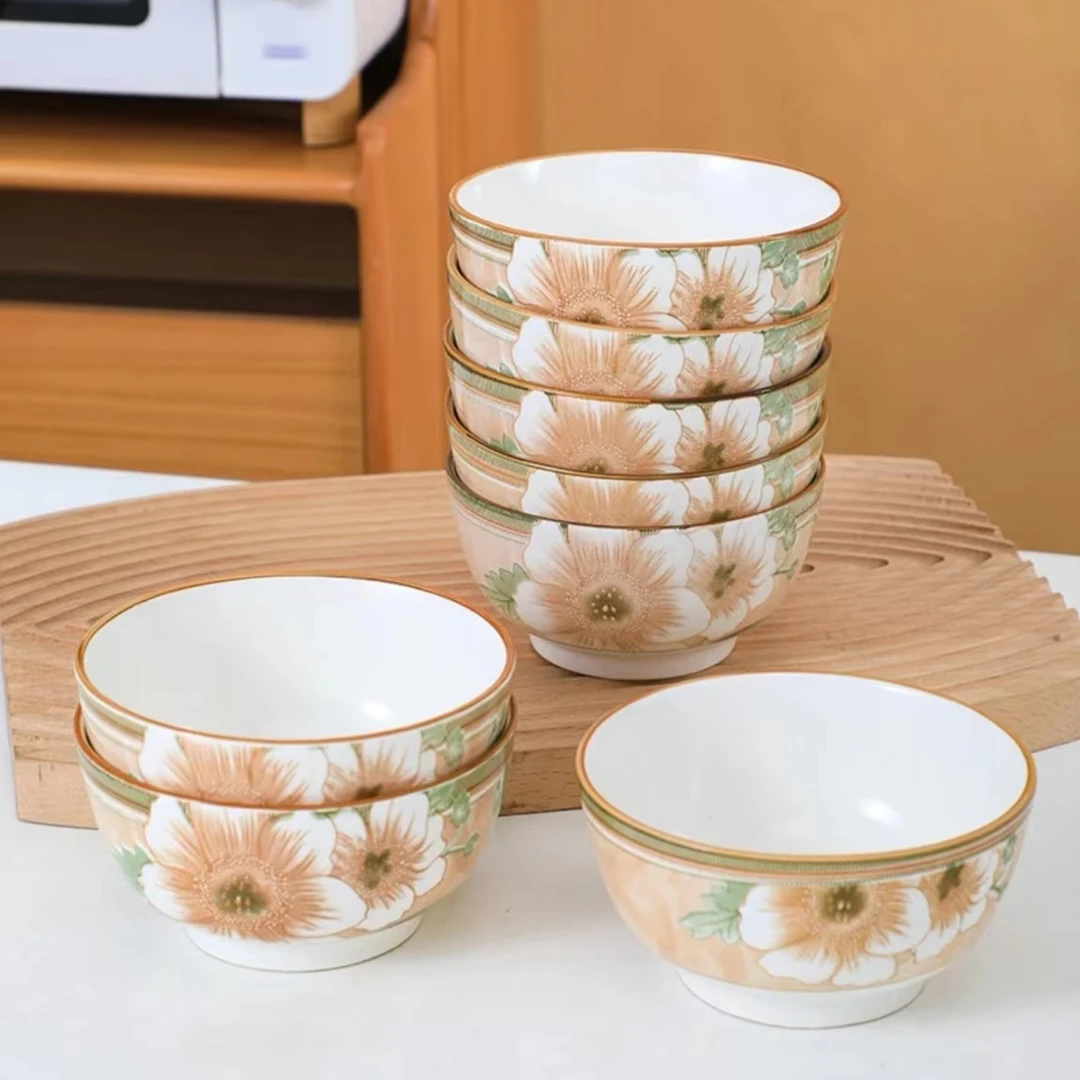 【破损包赔】山茶花4.5英寸沙拉米饭碗网红耐高温陶瓷釉下彩家用