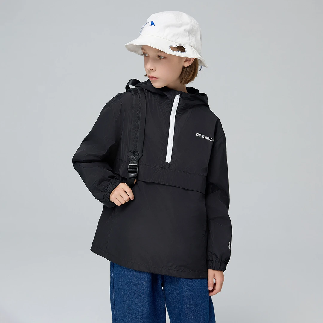 Kappa Kids2023秋款休闲防风儿童潮流时尚防水运动户外套头冲锋衣