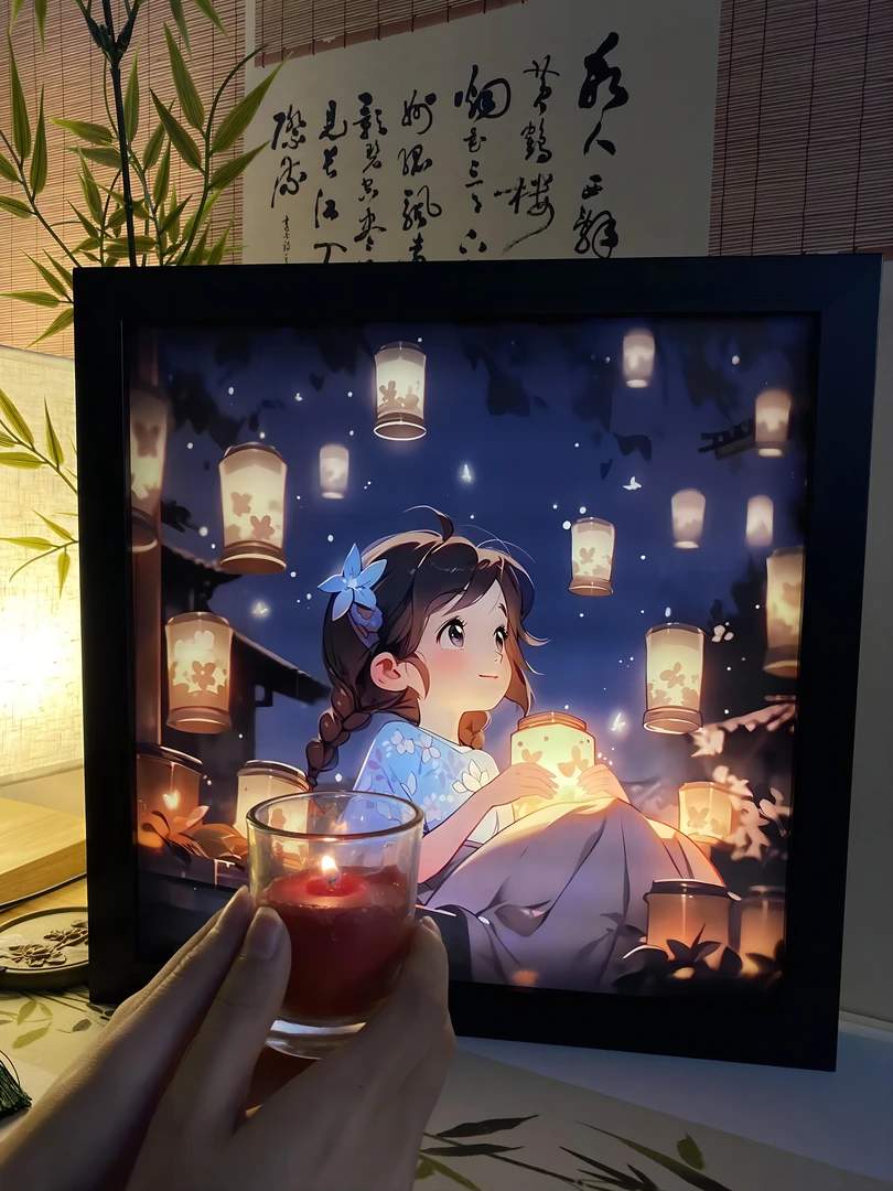 治愈系祈祷安抚愿望灯光发光画装饰画卧室床头办公壁灯创意礼物