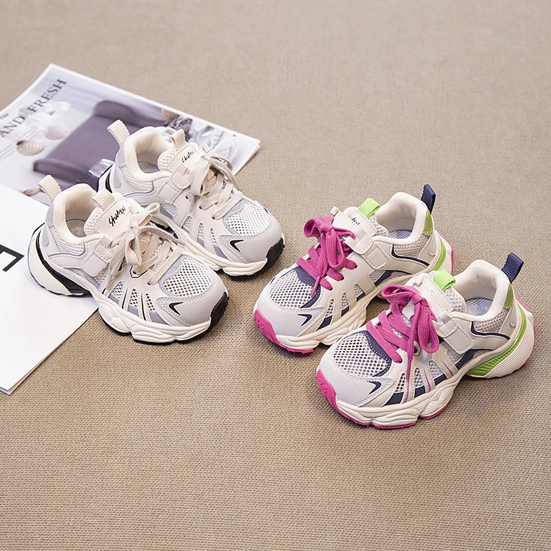 妙优童男女童老爹鞋2024夏季百搭儿童单网透气运动鞋中大童跑步鞋