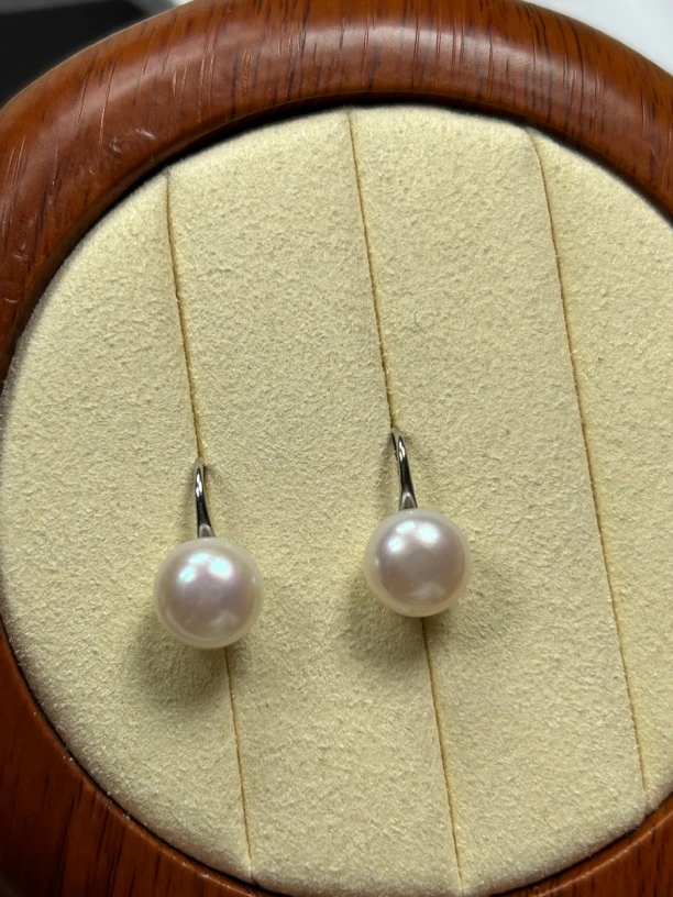 天然淡水珍珠9-10高跟鞋耳钉