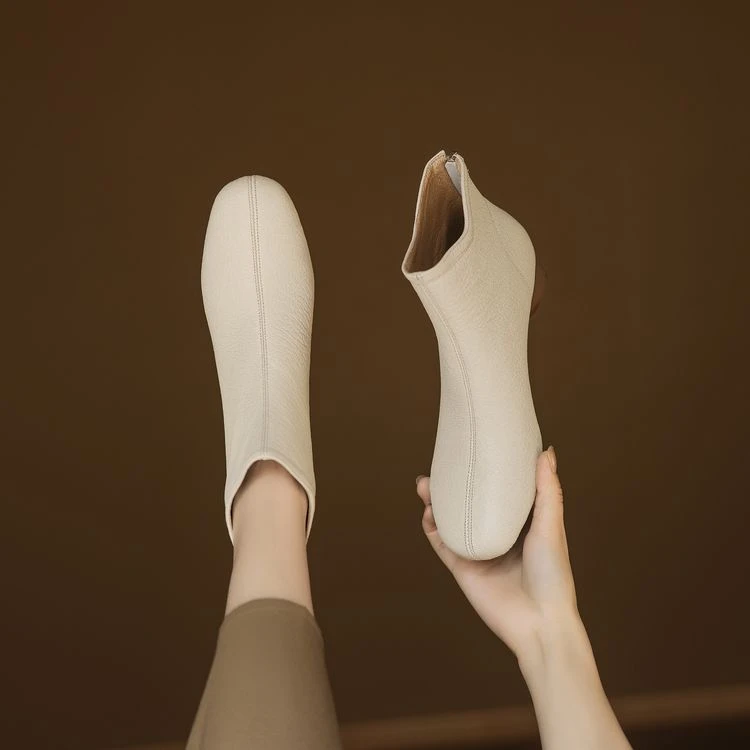 真皮复古2024秋冬英伦风低跟及踝靴小短靴女马丁靴子秋冬单靴百搭