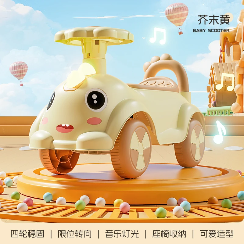 儿童新款小恐龙滑行车动感防侧翻可坐音乐玩具车宝宝防滑耐磨童车