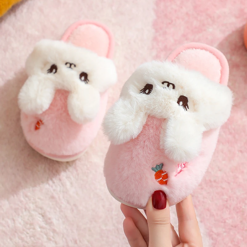 新款秋冬季儿童棉拖鞋女童卡通家居亲子地板拖中小童防滑宝宝棉鞋