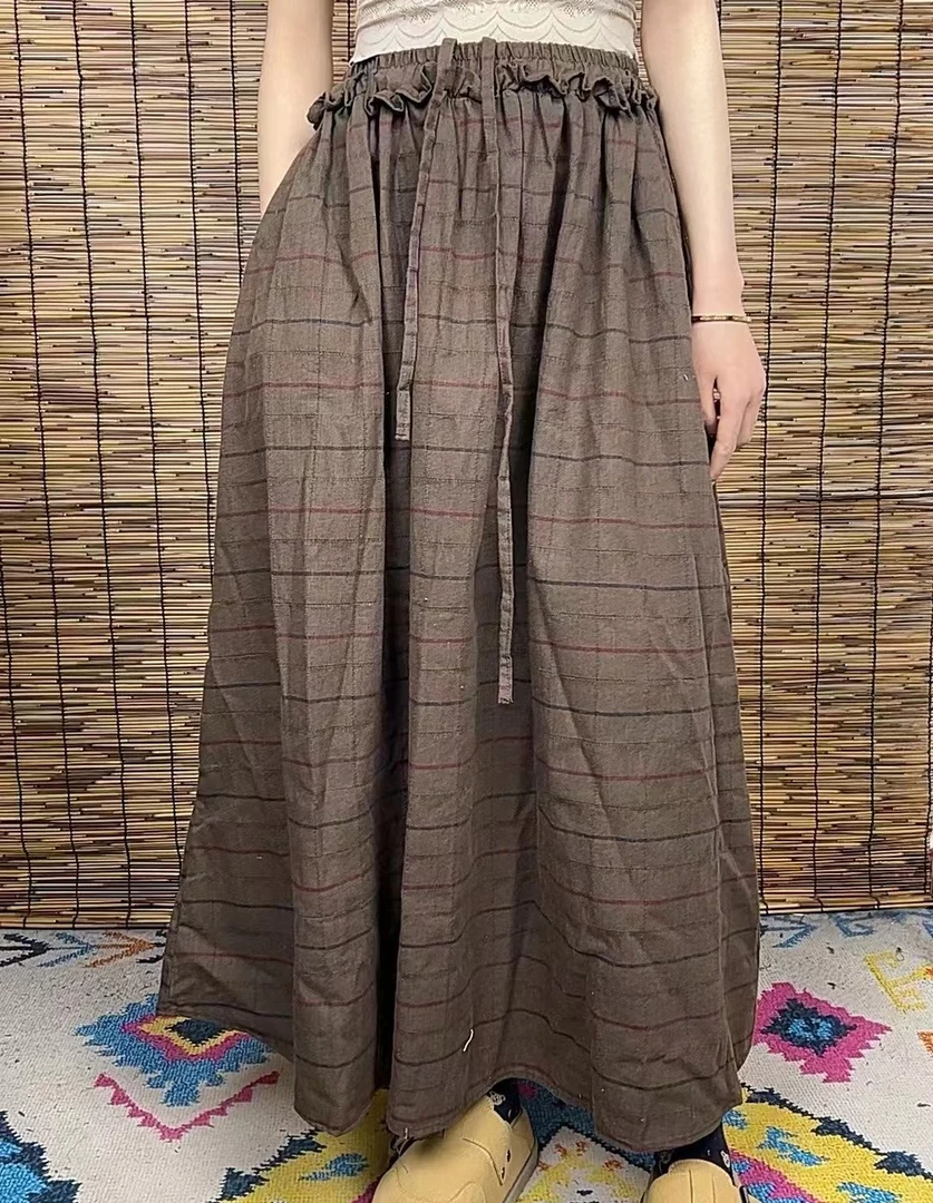 【棉娃娃原创】棉麻提花木耳边 腰花 半裙