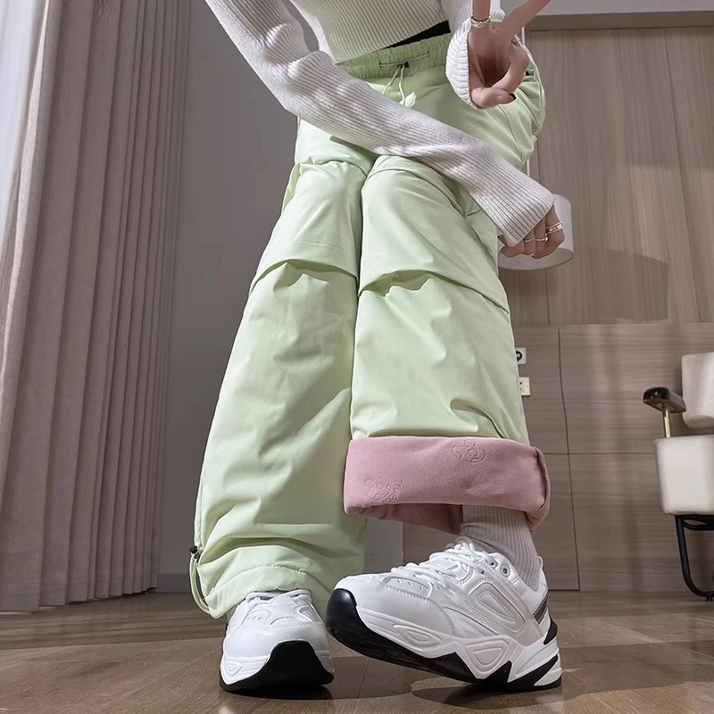 草绿色加厚工装羽绒裤女外穿冬季2025新款加绒加厚东北零下40度裤