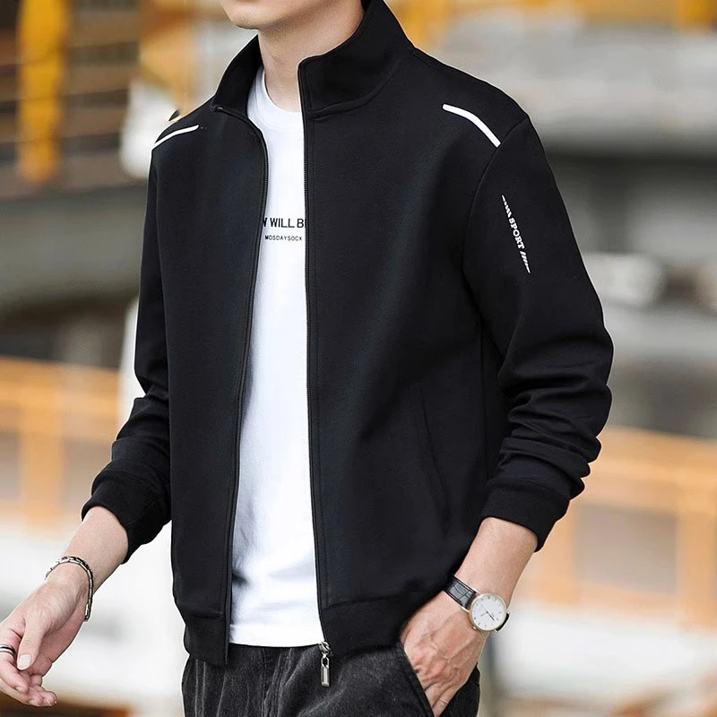 上衣休闲开衫卫衣男士春秋季立领运动服夹克潮流韩版宽松外套男装