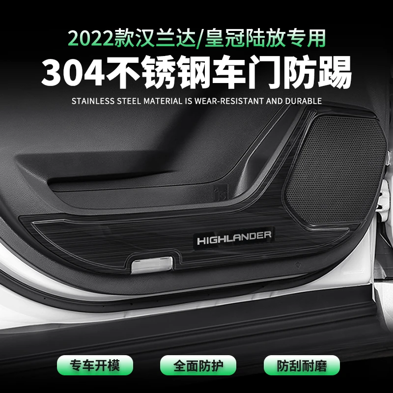 22-24款汉兰达改装车门防踢垫内饰 皇冠陆放防踢板内门板专用装饰