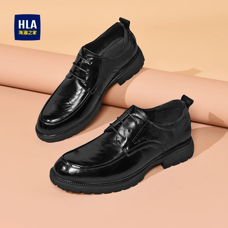 HLA/海澜之家男鞋新款秋季正装真皮百搭商务皮鞋尖头结婚德比鞋男