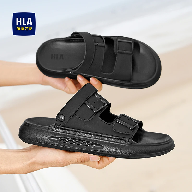 HLA/海澜之家男鞋新款秋冬户外休闲保暖凉拖鞋两用舒适时尚沙滩鞋