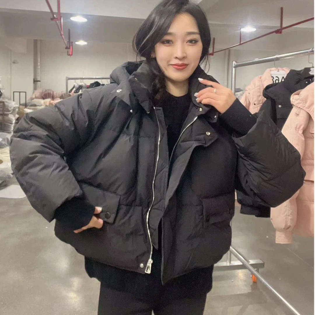 【90白鸭绒】A09针织袖口短款羽绒服杭州高货冬季新款女时尚款流行