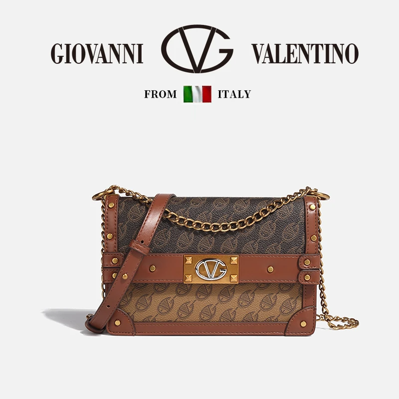 GIOVANNI VALENTINO/卓凡尼·华伦天奴盒子包复古印花单肩斜挎女包