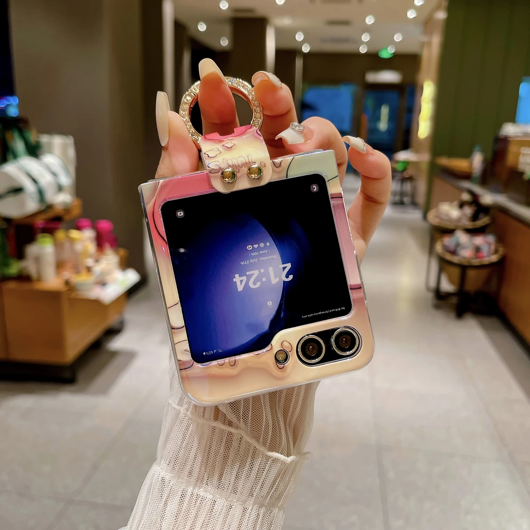 三星折叠屏zflip5手机壳带指环扣f7310保护套flip5网红女外壳适用