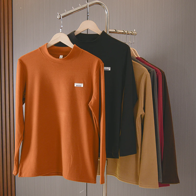 <2件装>秋冬男士澳绒发热纤维百搭中圆领长袖贴身打底衫