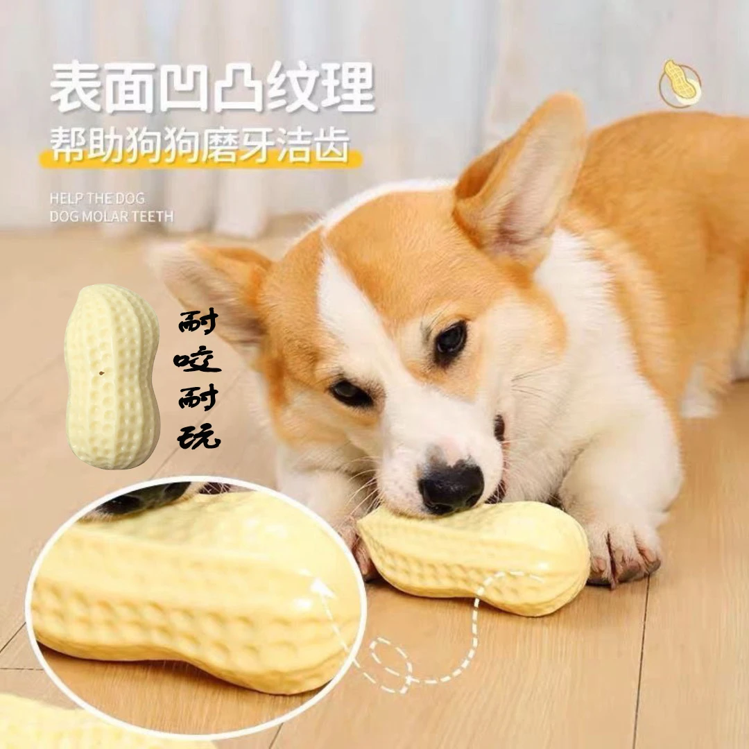 狗狗玩具耐咬磨牙发声花生花生捏捏柯基可爱狗解闷神器网红逗狗球