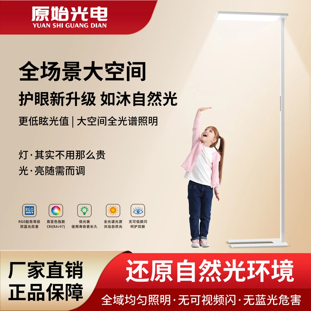 原始光家用全光谱学习阅读办公灯柔光护眼大路灯简约落地台灯