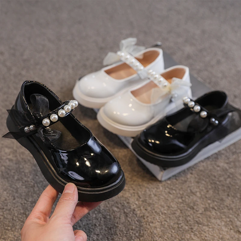巴拉巴拉女童皮鞋2024春秋新款韩版小女孩珍珠软底洋汽公主鞋英伦