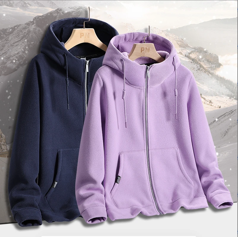 户外登山野营加厚保暖/连帽男女款大码休闲服装抓绒衣LS01 22713