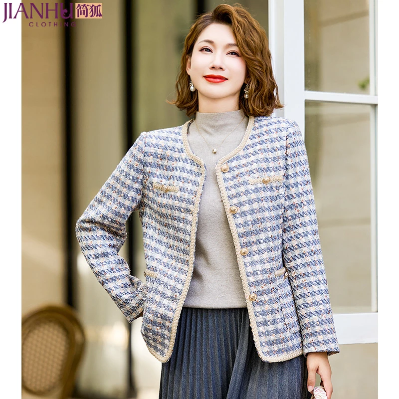 中年妈妈秋装小香风洋气时尚外套2023新款中老年春秋宽松夹克上衣