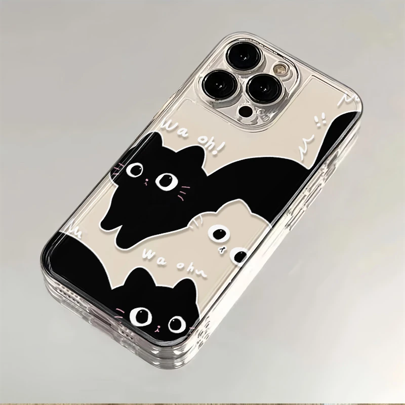 黑白猫适用苹果14/华为/VIVO/OPPO/荣耀/小米/三星防摔透明手机壳