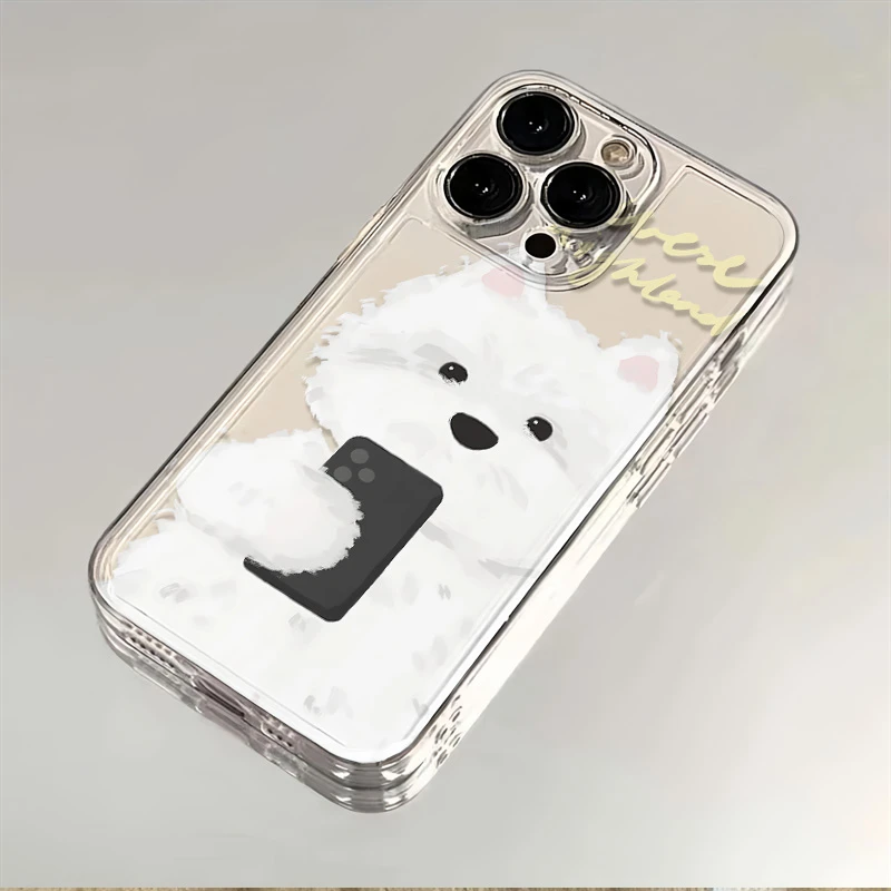 小白狗适用苹果15/华为/VIVO/OPPO/荣耀/小米/三星防摔透明手机壳