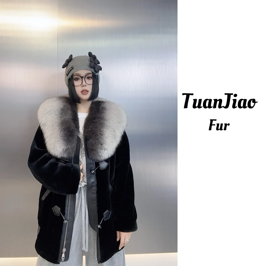 【团椒精选】24秋冬轻奢宽松大版皮毛一体女士皮草冬季 女外套-9948