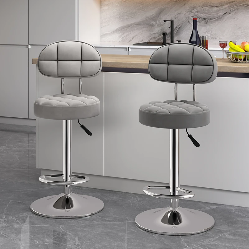 收银前台美甲专用椅子靠背吧凳吧台椅家用可调节高脚凳旋转酒吧椅