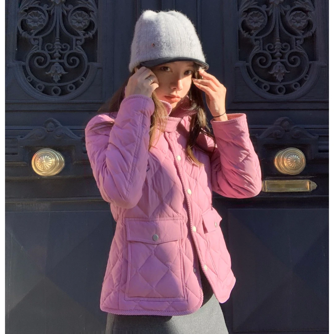 施薇靓  RL新钱轻羽绒 三星清洁90白鸭绒菱格刺绣轻薄羽绒服