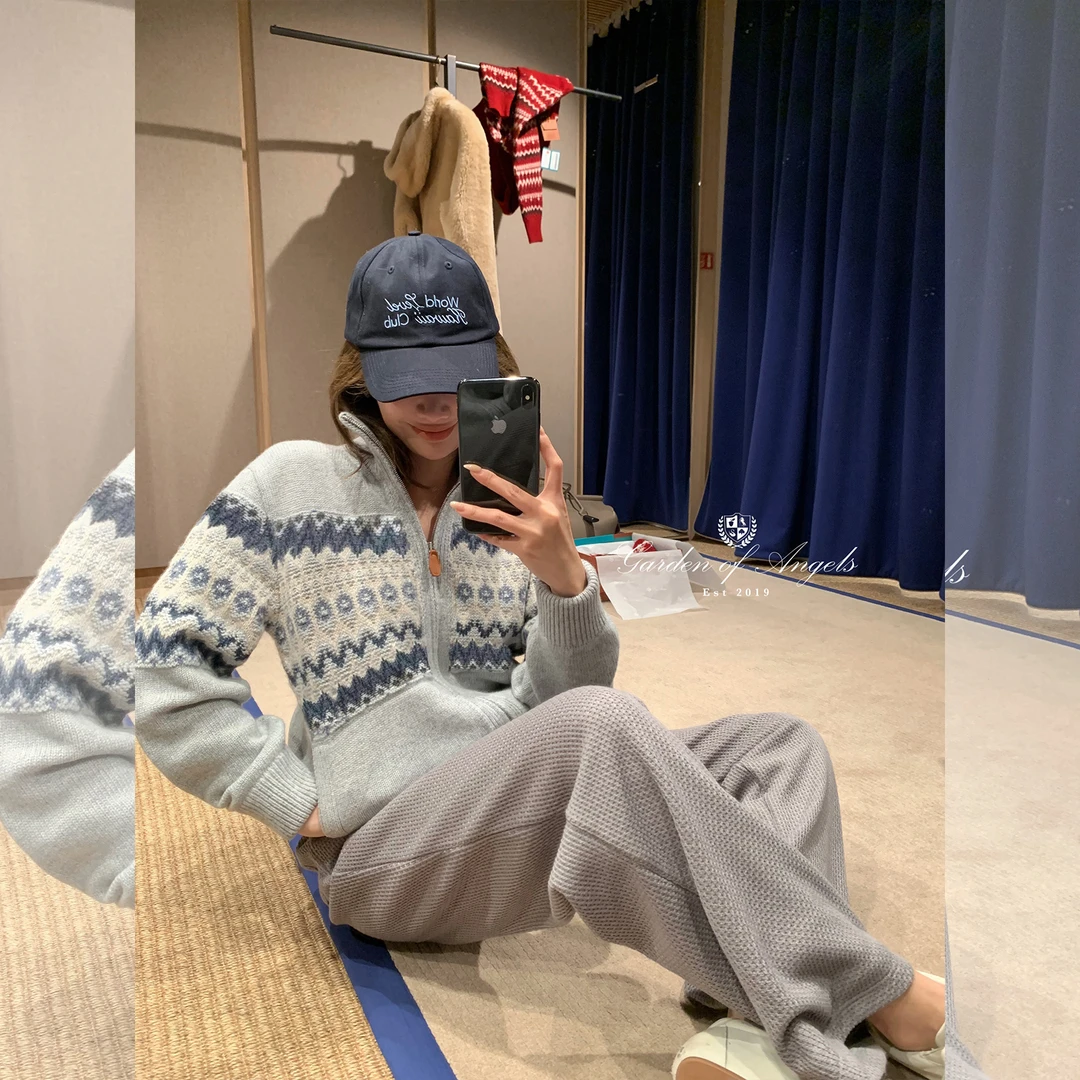 施薇靓  雪屋费尔岛 LP私服100绵羊毛多色嵌花 开衫/套头毛衣