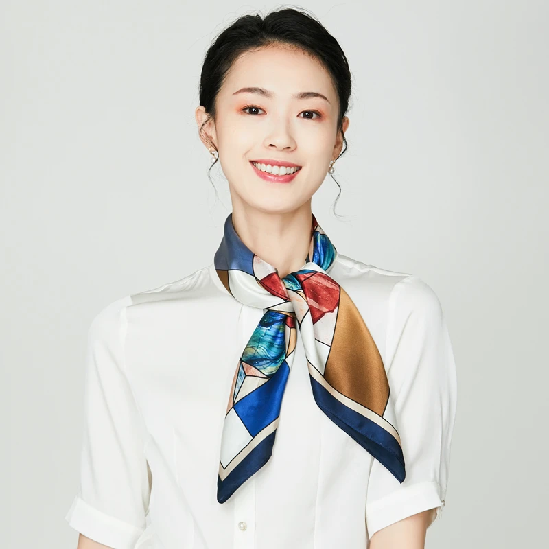 新款100%桑蚕丝简欧格调时尚方巾丝巾女气质职业夏季女士