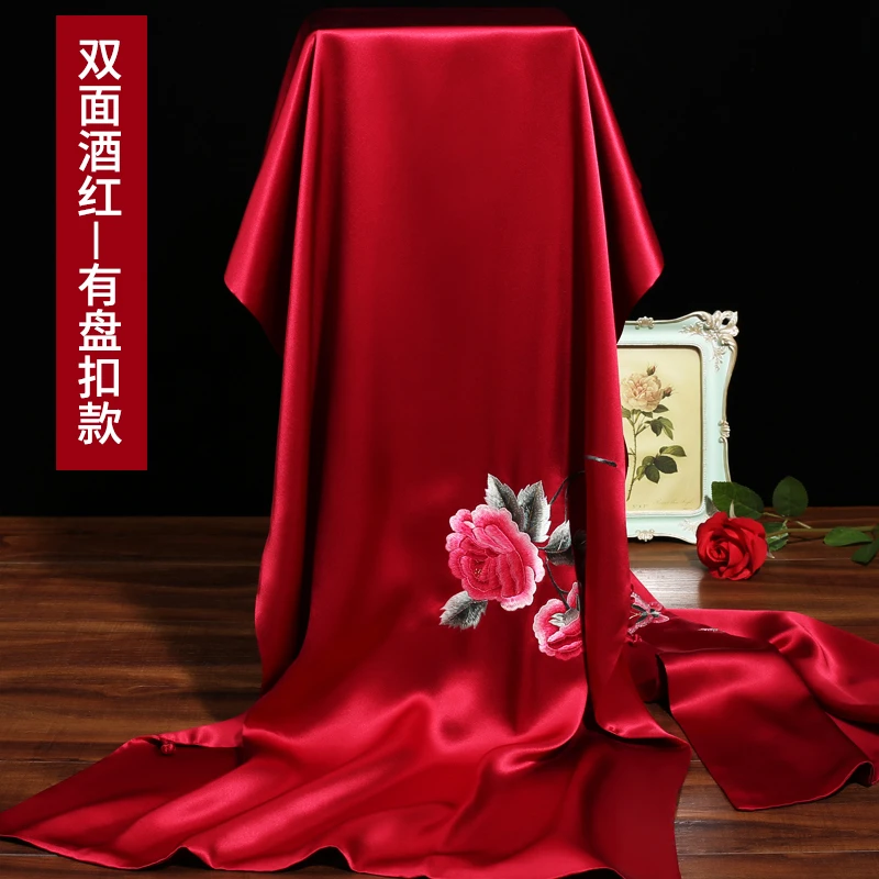 牡丹恋蝶韵梅手工刺绣绣花盘扣桑蚕丝丝巾披肩百搭两用礼服高档女