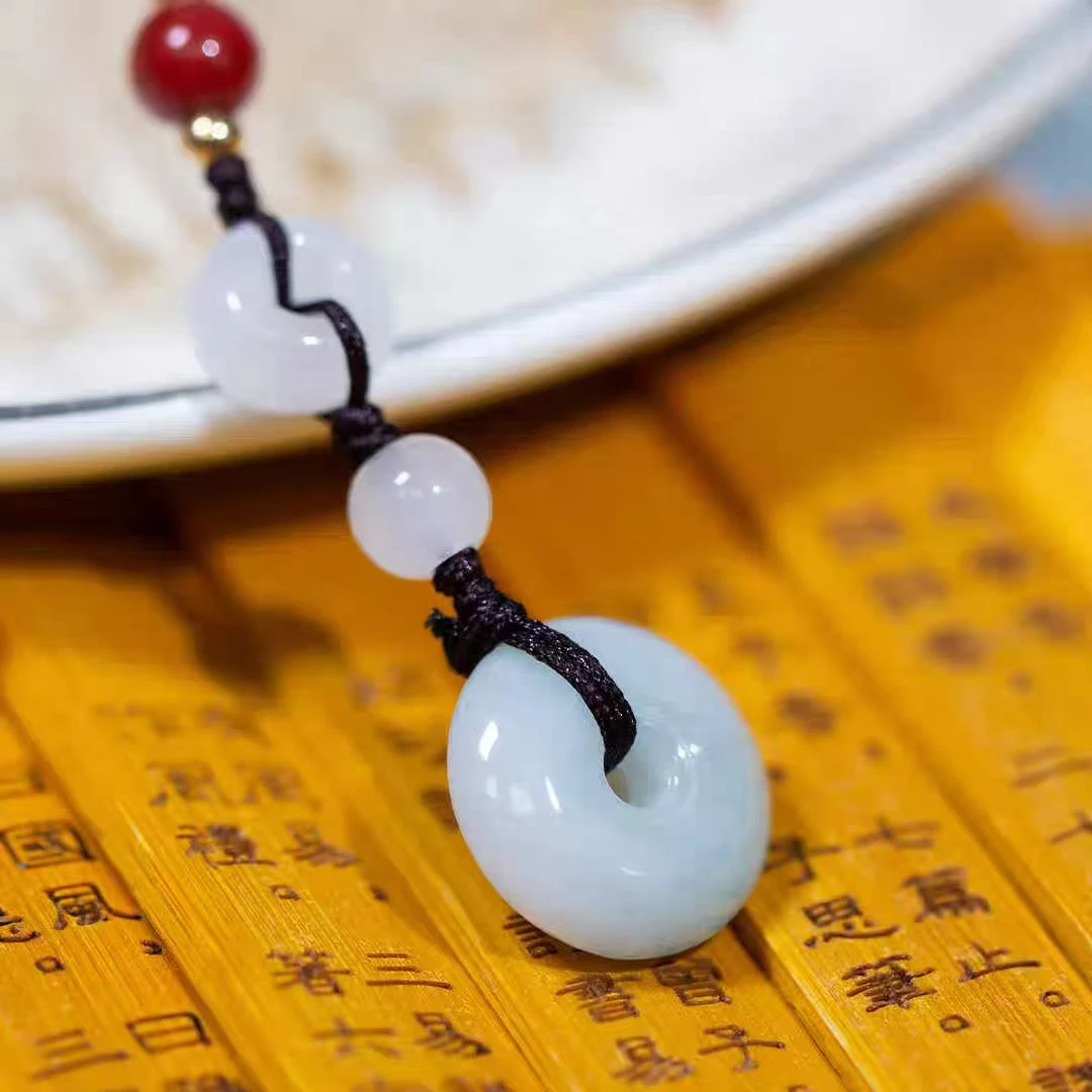 【华之京】玉石多样性发一) A货翡翠平安扣手机挂 15mm小尺寸PB