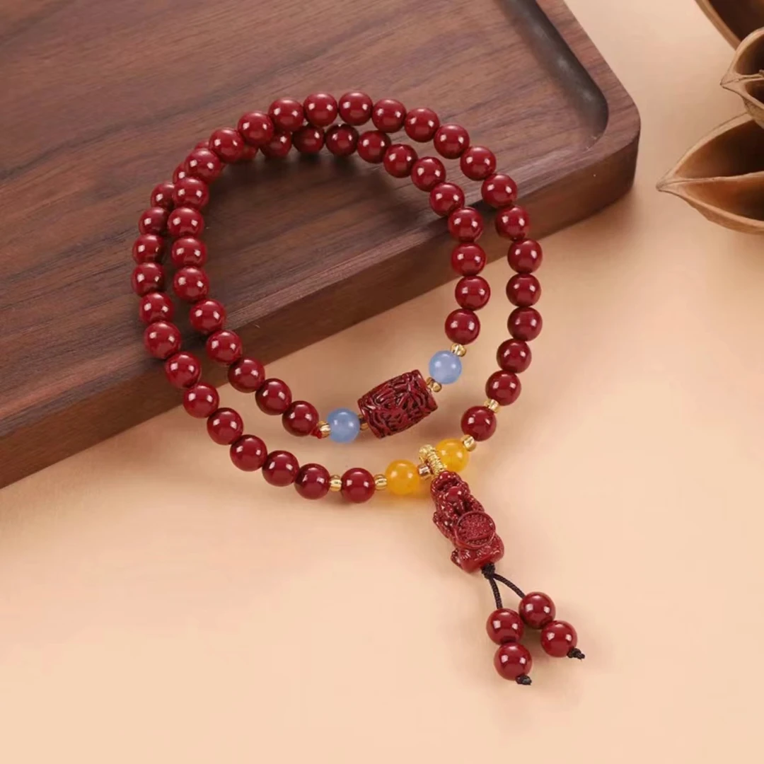 含辰砂工艺品双圈朱砂手串6mm