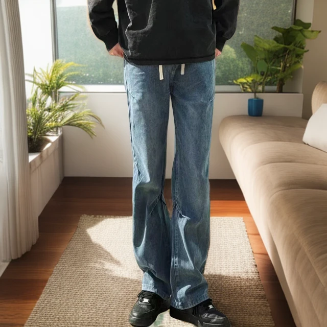 F-X直筒牛仔裤休闲百搭长裤春秋韩版美式高街宽松学生可水洗