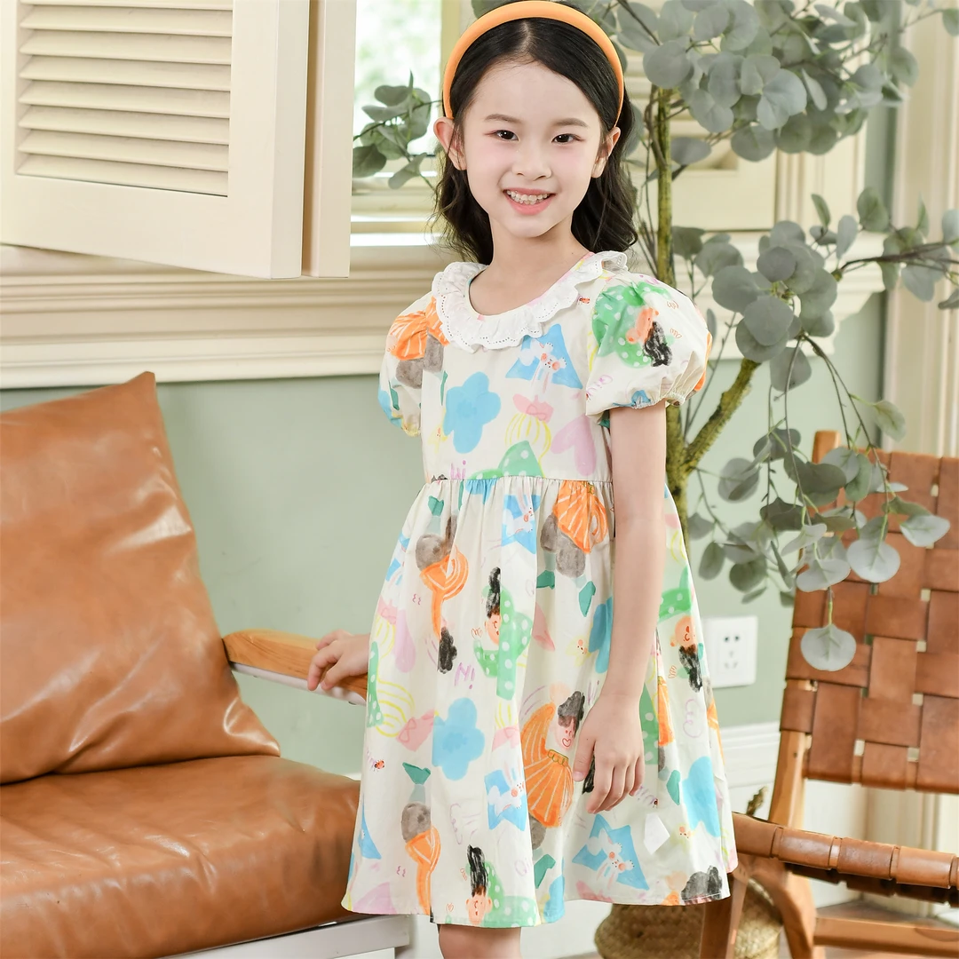 【上新】童装夏天时尚梭织短袖连衣裙33220079