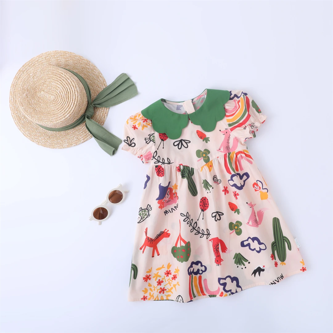 【上新】童装时尚夏天梭织短袖连衣裙33220023