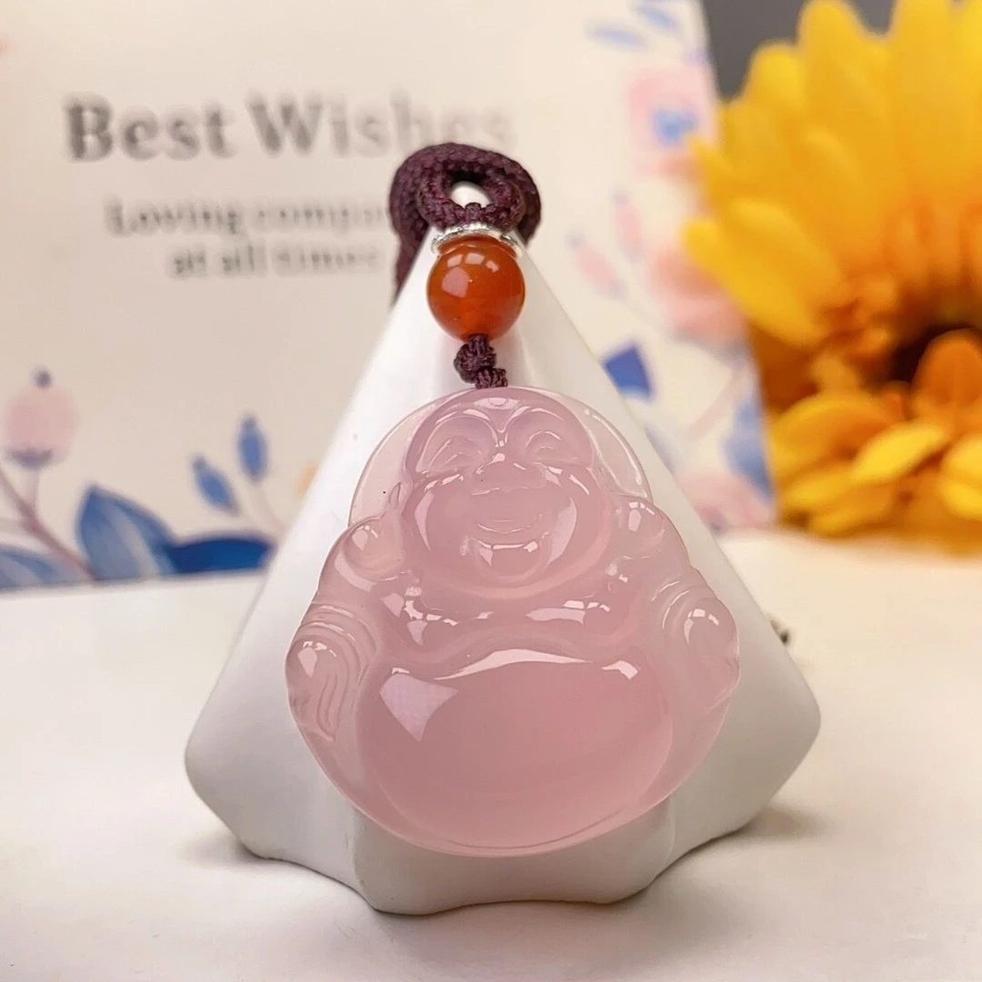 【甄选】天然小粉佛公吊坠 天然玛瑙玉石 支持复检